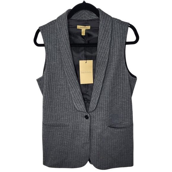 Bandolera Grey Pinstripe Vest, 12, NWT - Picture 1 of 9